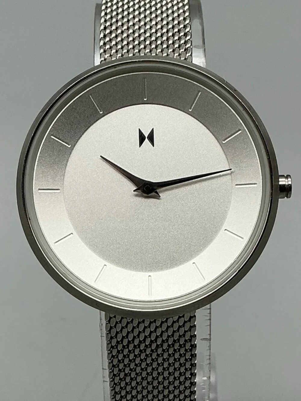 MVMT Minimalist Mod S1 Womens Watch 32mm Silver Tone Mesh Band New Battery